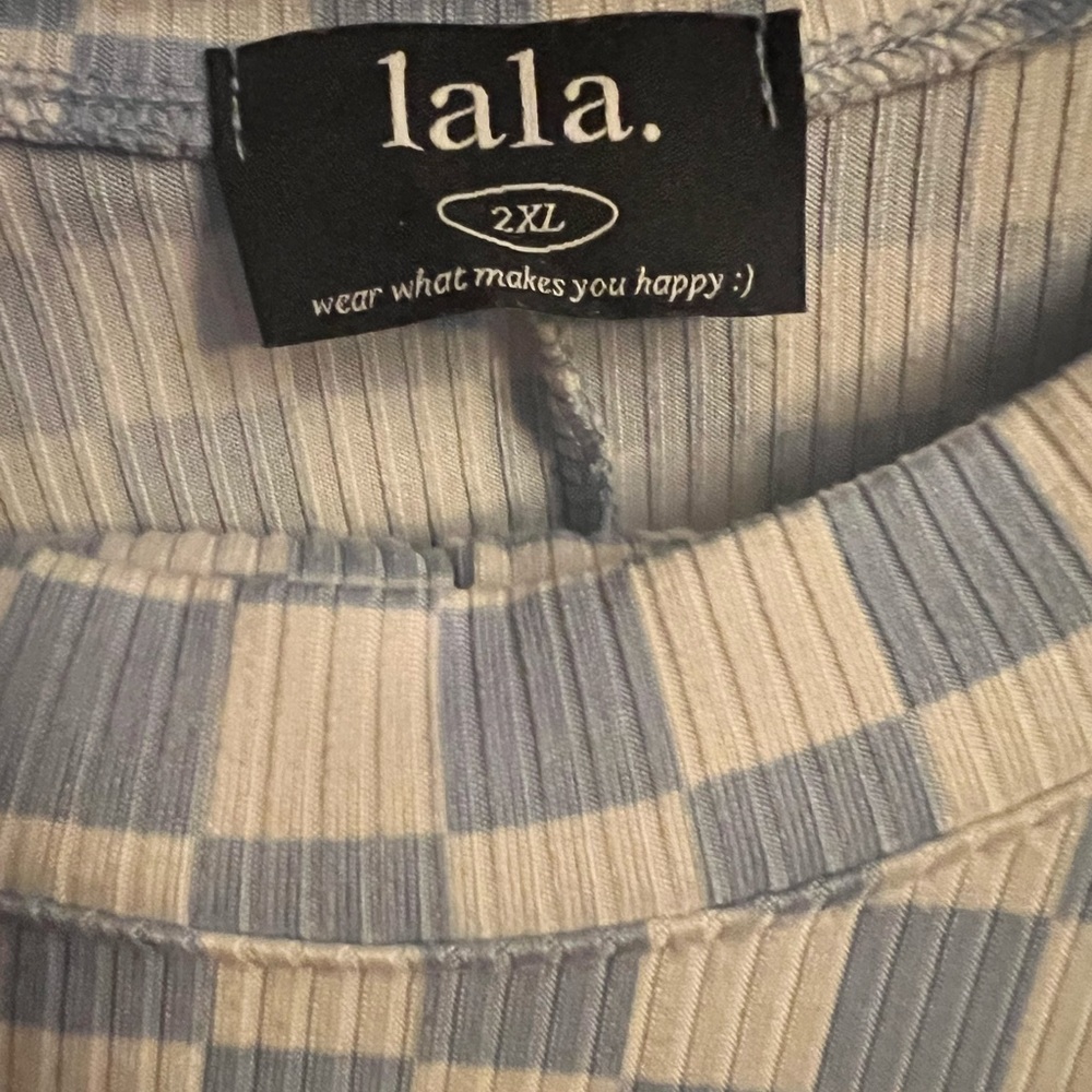 Dressed in LALA Blue and White Checkered Playsuit - Picture 3 of 4